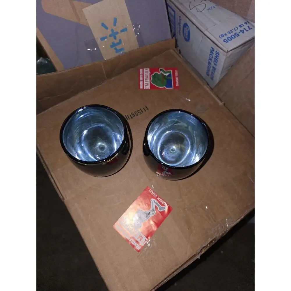 Pair of Glassybaby Thoughtful Hand-Blown Glass Votive Candle Holders Triskelion